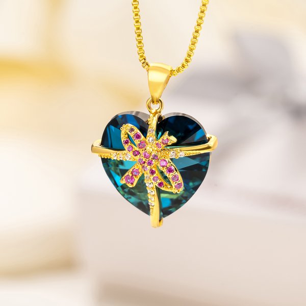 Personalized Heart-Shaped Gemstone Necklace with Birthstone Dainty Jewelry Birthday Anniversary Valentine's Day Gift for Girlfriend Wife