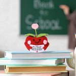 Personalised Cute Apple Gratitude Word Handmade Crochet Doll with Text Desktop Decor Back to School End of Year Appreciation Gift for Teacher