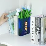 Vase serre-livres transparent personnalisé avec nom Décoration de chambre esthétique Cadeau d'anniversaire pour les femmes aimant les livres