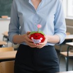 Personalised Cute Apple Gratitude Word Handmade Crochet Doll with Text Desktop Decor Back to School End of Year Appreciation Gift for Teacher