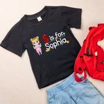 Personalized Cartoon Character Pencil Apple Notebook Design Initial 100% Cotton Kid T-shirt with Name Back to School Birthday Gift for Boys Girls