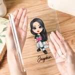 Vase serre-livres transparent personnalisé avec nom Décoration de chambre esthétique Cadeau d'anniversaire pour les femmes aimant les livres