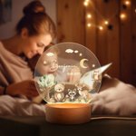 Personalized Cute Forest Animals Acrylic LED Night Light with Name and Wooden Base Nursery Decor Baby Shower Birthday Gift for Boys Girls
