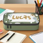 Trousse à Crayons Personnalisée avec Nom et Motif de Dinosaure Trousse de Grande Capacité Cadeau Rentrée Scolaire Anniversaire pour Garçon Fille