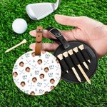 Personalised Golf Club Face Photo PU Leather Golf Tee Storage Bag Tag with Lucky Number Sport Accessories Birthday Gift for Golf Players