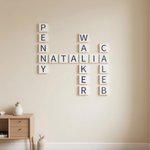 Personalized Crosswords Scrabble Puzzle Wooden Wall Tile with 1-10 Names Home Decor Birthday Housewarming Gift for Family Friend