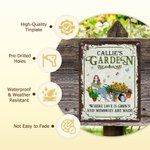 Gepersonaliseerde Retro tuinieren cartoon karakter metalen bord met naam tuin Yard Decor Housewarming pensioen verjaardagscadeau voor mama oma vrienden