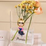 Vase serre-livres transparent personnalisé avec nom Décoration de chambre esthétique Cadeau d'anniversaire pour les femmes aimant les livres