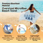 Personalised In My Bride Era Quick Dry Oversized Microfiber Beach Towel Summer Essential Engagement Bridal Shower Wedding Party Gift for Women