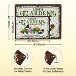 Gepersonaliseerde Retro Garden Cartoon Character Metal Sign met naam Tuin Yard Decor Housewarming Verjaardagscadeau voor mama oma vrienden tuinieren liefhebbers