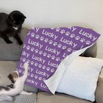 Personalised Cute Paw Prints Soft Throw Pet Blanket with Name Pet Birthday Adoption Anniversary Gift for Pet Lovers Owners