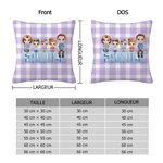 Taie d'Oreiller Personnalisée avec 1-5 Personnages Dessins Animés Décoration de Maison Cadeau Anniversaire Pendaison Crémaillère Cadeau pour Famille