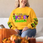 Personalized Cute Halloween Spider Bat Spooky MAMA Soft Sweatshirt with 1-6 Names and Title Birthday Holiday Halloween Gift for Mom Grandma