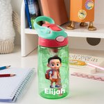 Personalisierte 3D Cartoon Schulkind Trinkflasche mit Namen 475 ml Einschulung Zurück zur Schule Geburtstag Geschenk für Jungen Mädchen