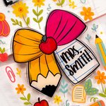 Personalised Floral Pencil Bow Acrylic A4 Clipboard with Text School Supplies Back to School Appreciation Gift for Teachers