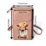Henkilökohtainen söpö Highland Cow PU Nahka Crossbody laukku lompakko nimi äitienpäivä syntymäpäivälahja naisille