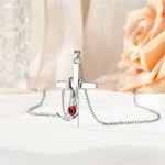 Personalized Birthstone Stethoscope Cross Necklace Religious Jewelry Birthday Gift for Christian Women Nurses Doctors