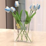Personalised 1-10 Birth Flowers Clear Book Vase with Name and Title Bookshelf Room Decor Birthday Gift for Mother Grandmother Book Lovers