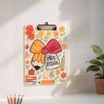 Personalised Floral Pencil Bow Acrylic A4 Clipboard with Text School Supplies Back to School Appreciation Gift for Teachers