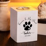Gepersonaliseerde Hond Kat Paw Print Naam Houten Kaarshouder met Kaarsenbeker Tekst en Datum Verlies van Huisdier Sympathie Herdenkingscadeau voor Huisdiereigenaar
