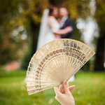 Personalized Sandalwood Folding Fans with Engraved Text Set of 6 Wedding Party Gift for Bride Bridesmaid