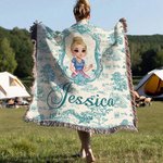 Henkilökohtainen Toile De Jouy sarjakuvahahmo Tupsu pehmeä heittää peitto nimi häät syntymäpäivä vuosipäivä lahja naisille tytöille