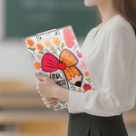 Personalised Floral Pencil Bow Acrylic A4 Clipboard with Text School Supplies Back to School Appreciation Gift for Teachers