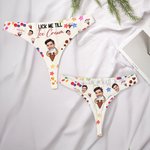Personalized Lick Me Till Ice Cream Sexy Thong Brief with Photo Honeymoon Travel Valentine's Day Gift for Wife Girlfriend
