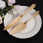 Personalized Vintage Handle Design Cake Fork Knife Server Cutting Set with Names Date and Box Wedding Engagement Anniversary Gift for Couple Newlyweds