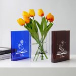 Personalised Birth Flower Book Clear Book Vase with Name Bookshelf Room Decor Birthday Gift for Book Lovers