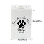 Gepersonaliseerde Hond Kat Paw Print Naam Houten Kaarshouder met Kaarsenbeker Tekst en Datum Verlies van Huisdier Sympathie Herdenkingscadeau voor Huisdiereigenaar