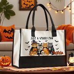 Sac à dos en toile personnalisé avec nom Trick or Treat Cadeau d'Halloween pour les amis des animaux de compagnie