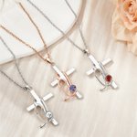 Personalized Birthstone Stethoscope Cross Necklace Religious Jewelry Birthday Gift for Christian Women Nurses Doctors