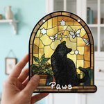 Personalized Stained Glass Style Black Cat Acrylic Ornament Window Balcony Decor Birthday Gift for Friend Family Pet Lover