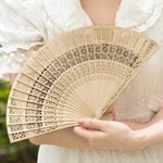 Personalized Sandalwood Folding Fans with Engraved Text Set of 6 Wedding Party Gift for Bride Bridesmaid