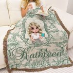 Henkilökohtainen Toile De Jouy sarjakuvahahmo Tupsu pehmeä heittää peitto nimi häät syntymäpäivä vuosipäivä lahja naisille tytöille