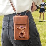 Henkilökohtainen söpö Highland Cow PU Nahka Crossbody laukku lompakko nimi äitienpäivä syntymäpäivälahja naisille