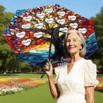 Albero di famiglia personalizzato in vetro colorato finto 2-25 nomi Ombrello automatico Tri-Fold Memento Regalo di compleanno per la famiglia