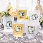 Personalized Cartoon Bride and Groom Wreath Frosted Food-Grade Plastic Cup with Name and Date Set of 10 Wedding Anniversary Gift for Newlyweds