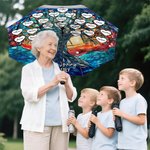 Albero di famiglia personalizzato in vetro colorato finto 2-25 nomi Ombrello automatico Tri-Fold Memento Regalo di compleanno per la famiglia