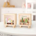 Personalizzato Carino Dinosauro Fantasia Unicorno Cartoon Animali Salvadanaio in legno con nome e anno Ritorno a scuola Regalo di compleanno per bambini