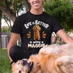 Personalised 3D Cartoon Dog Life Is Better With T-shirt Sweatshirt with Name Birthday Adoption Anniversary Gift for Dog Moms Dog Lovers