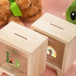 Personalizzato Carino Dinosauro Fantasia Unicorno Cartoon Animali Salvadanaio in legno con nome e anno Ritorno a scuola Regalo di compleanno per bambini
