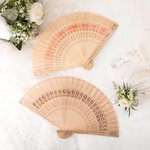 Personalized Sandalwood Folding Fans with Engraved Text Set of 6 Wedding Party Gift for Bride Bridesmaid