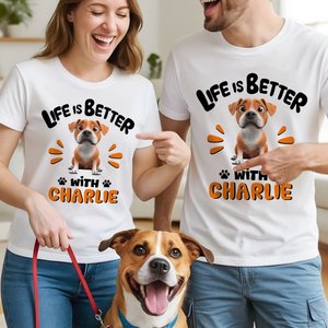 Personlig 3D-tecknad hund Livet är bättre med T-shirt Sweatshirt med namn Födelsedag Adoption Jubileumspresent för hundmammor Hundälskare