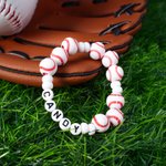 Personalised Baseball Softball Acrylic Beaded Bracelet with Text Team Spirit Wear Game Day Birthday Gift for Kids Baseball Softball Players
