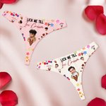 Personalized Lick Me Till Ice Cream Sexy Thong Brief with Photo Honeymoon Travel Valentine's Day Gift for Wife Girlfriend