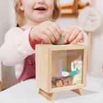 Personalizzato Carino Dinosauro Fantasia Unicorno Cartoon Animali Salvadanaio in legno con nome e anno Ritorno a scuola Regalo di compleanno per bambini