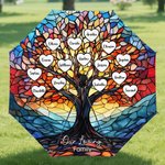 Albero di famiglia personalizzato in vetro colorato finto 2-25 nomi Ombrello automatico Tri-Fold Memento Regalo di compleanno per la famiglia
