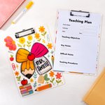 Personalised Floral Pencil Bow Acrylic A4 Clipboard with Text School Supplies Back to School Appreciation Gift for Teachers